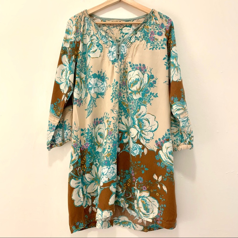 Womens Floral Tunic Top Long Sleeve Pullover XL